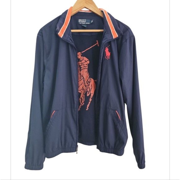 Polo Ralph Lauren Vintage Lightweight Windbreaker Navy Blue Jacket Preppy  Sz M - Picture 1 of 16